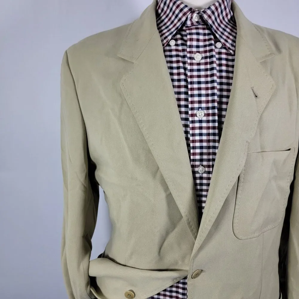 Nat Nast Men's Sport Coat Blazer Two Button Beige Twill 100%‎ Silk Size Medium